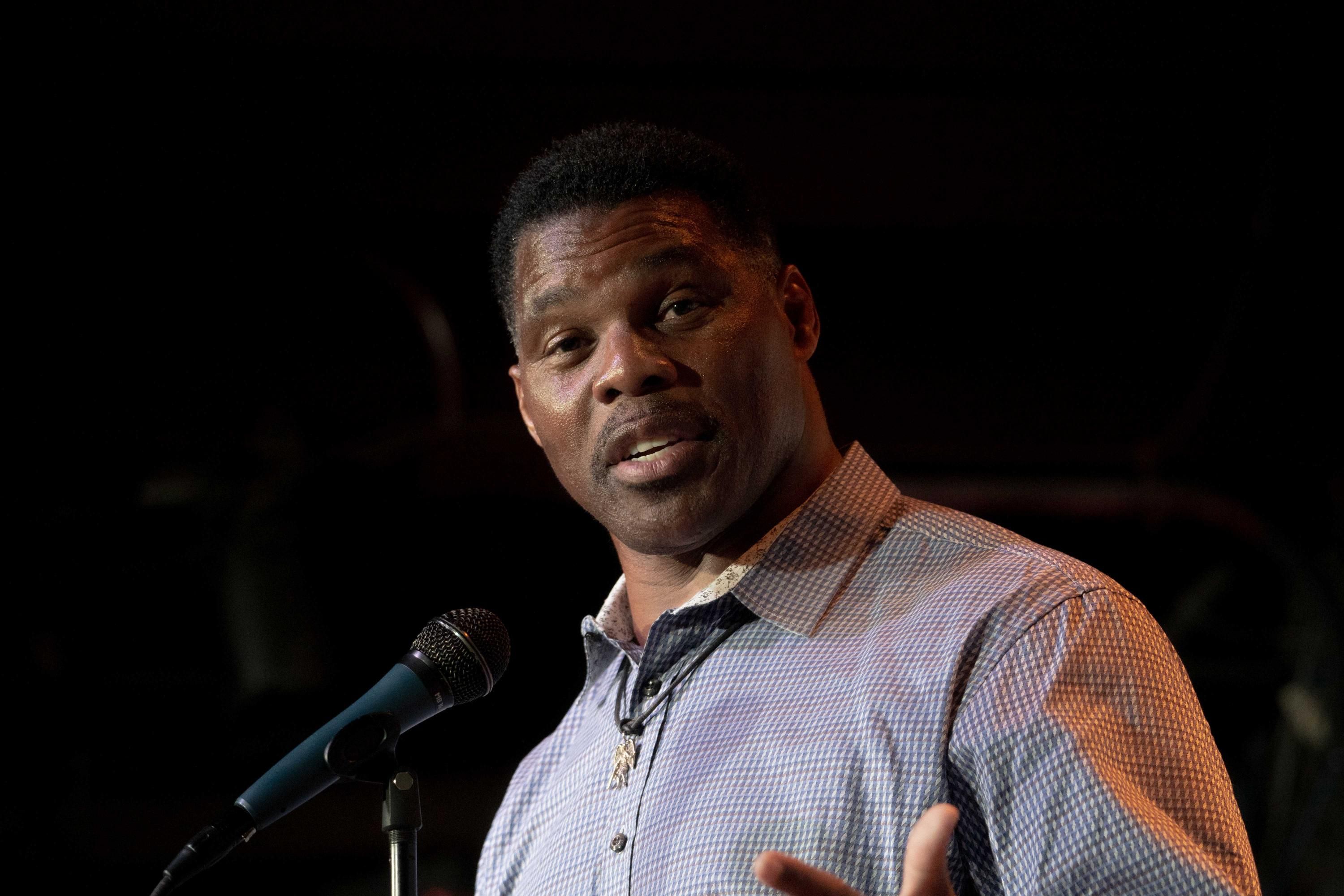 Republican U.S. Senate candidate Herschel Walker speaks at an event
