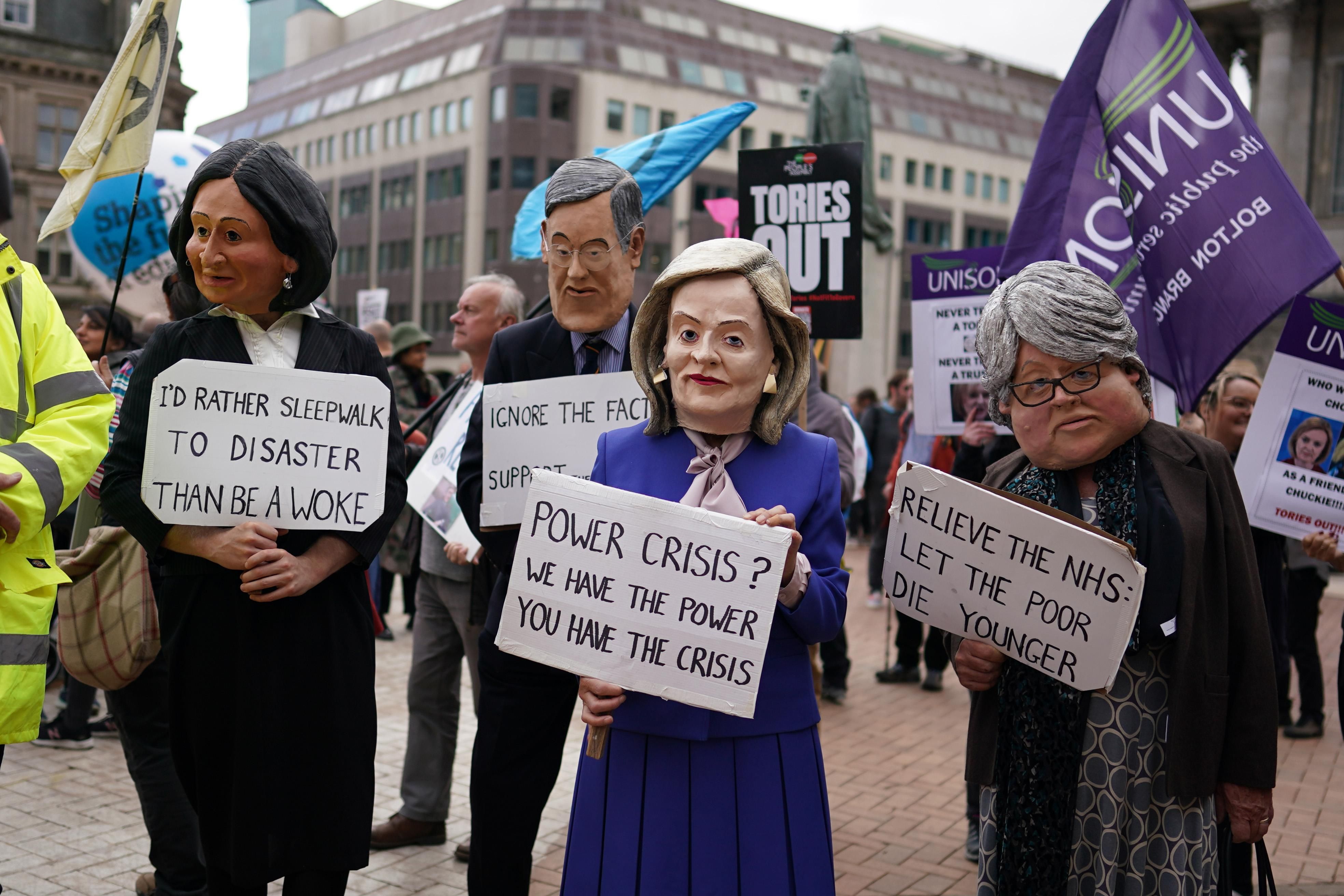 PM Liz Truss protested in Birmingham, UK