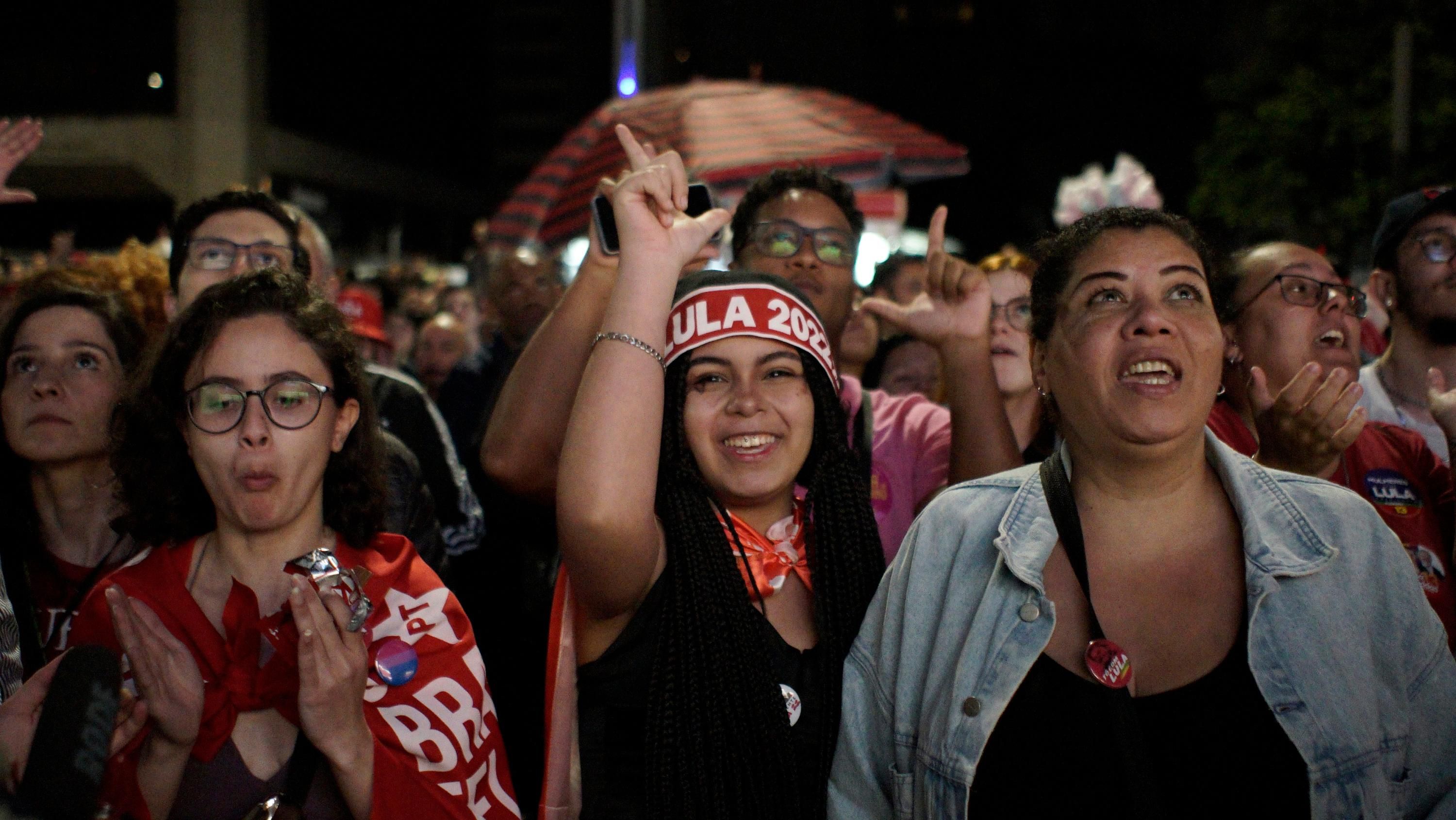 Lula supporters rally on Election Day in Brazil