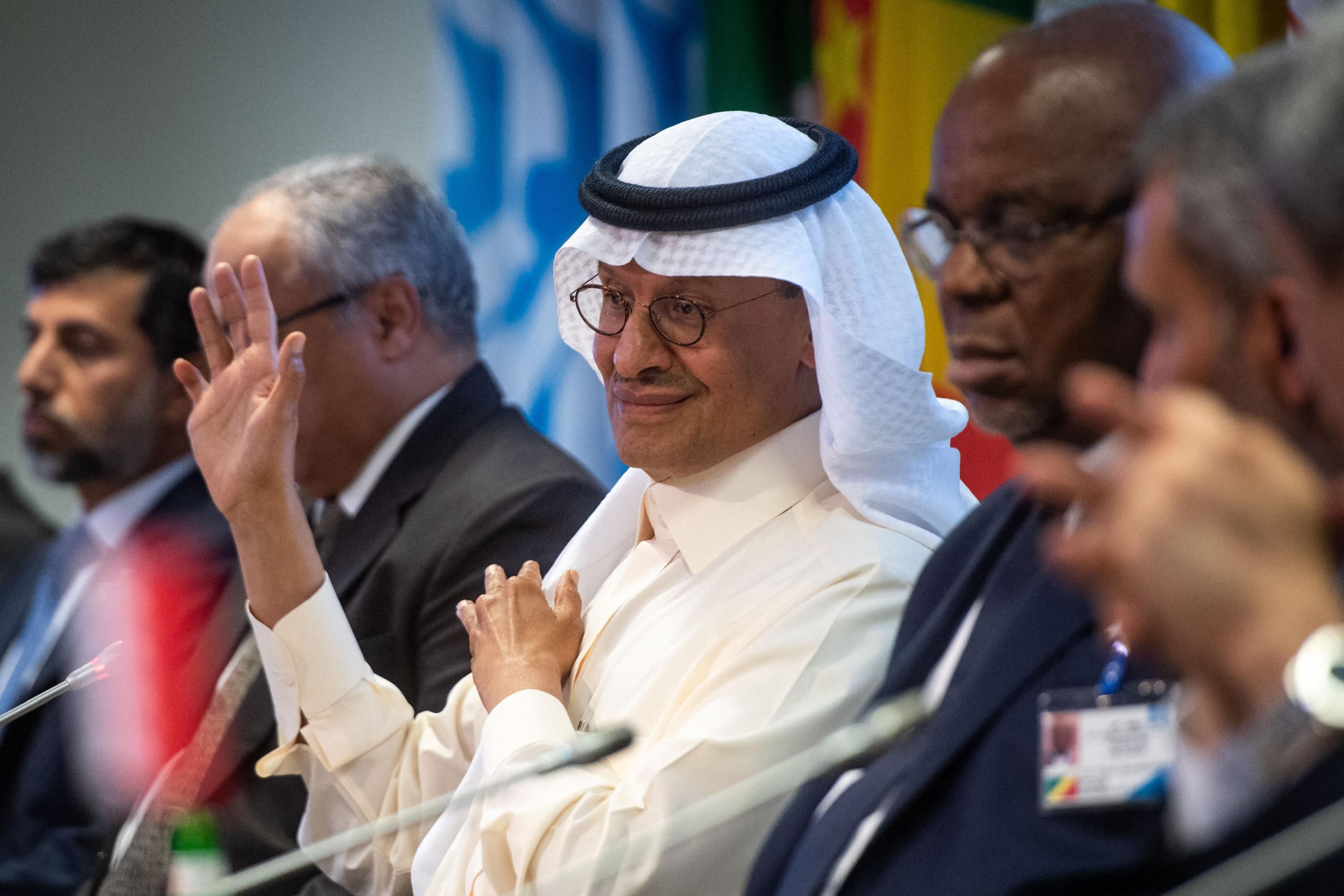 Saudi Arabia's energy minister speaks during an OPEC press conference