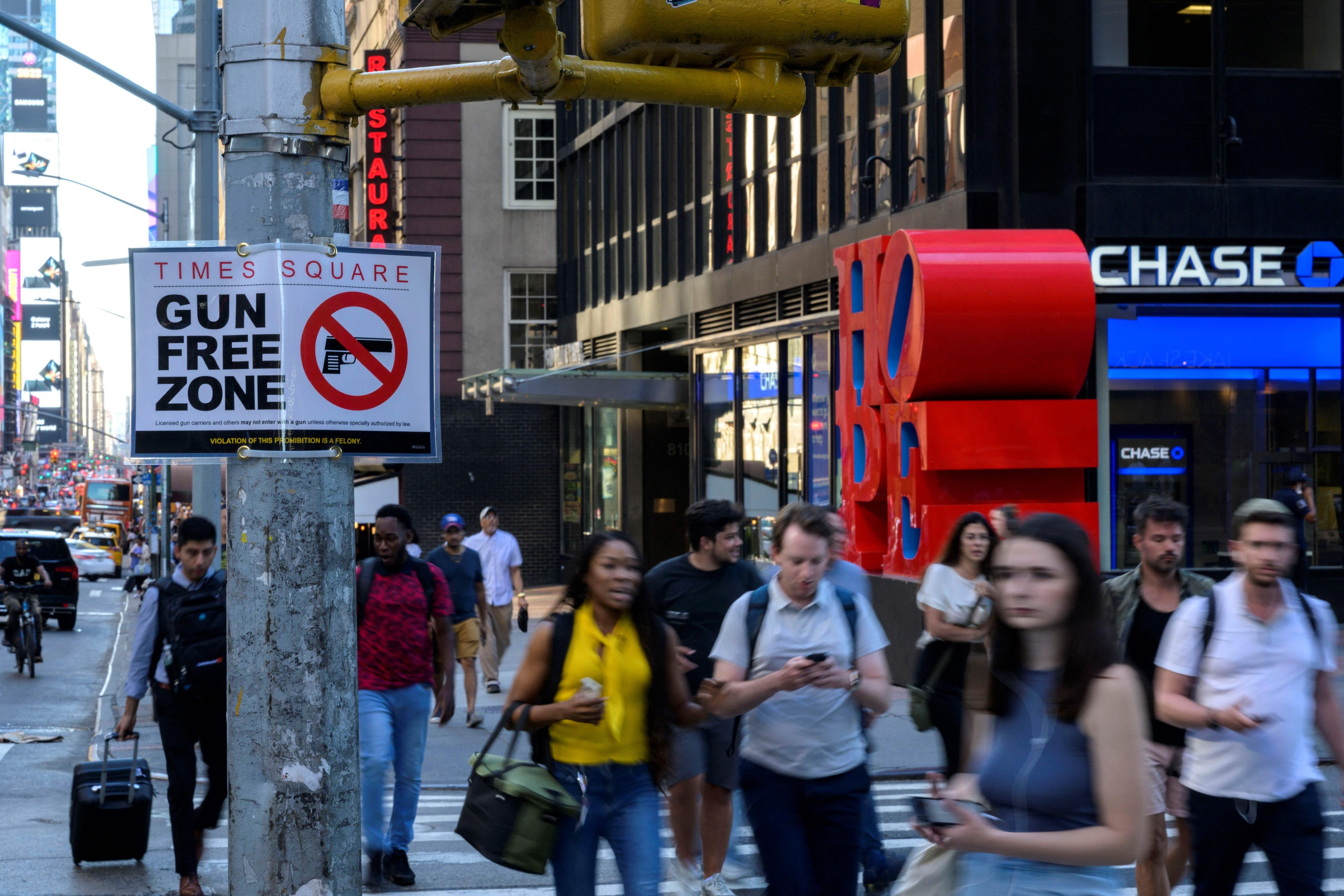 Gun Free Zone sign in Times Square 