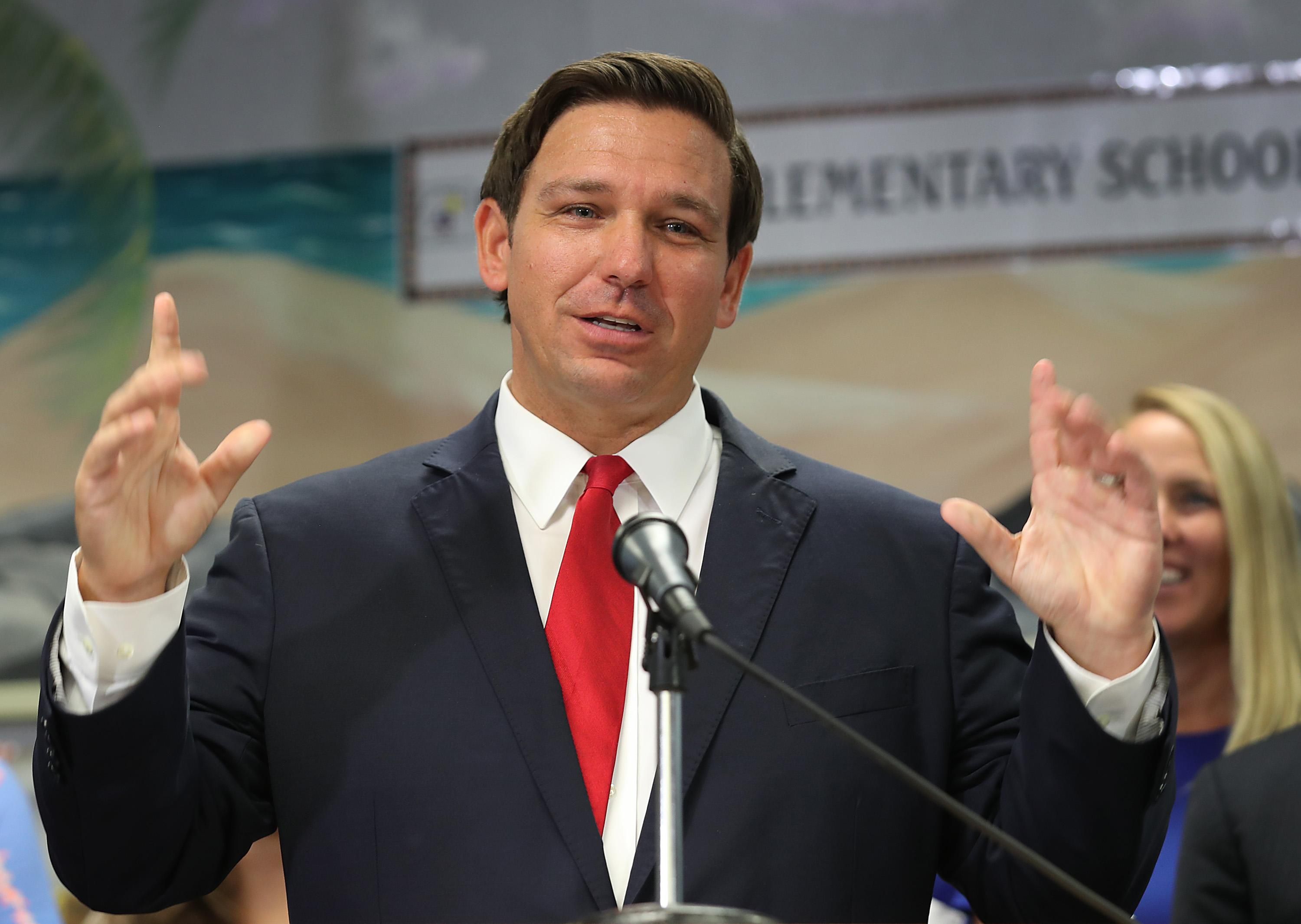 Ron DeSantis at a public school