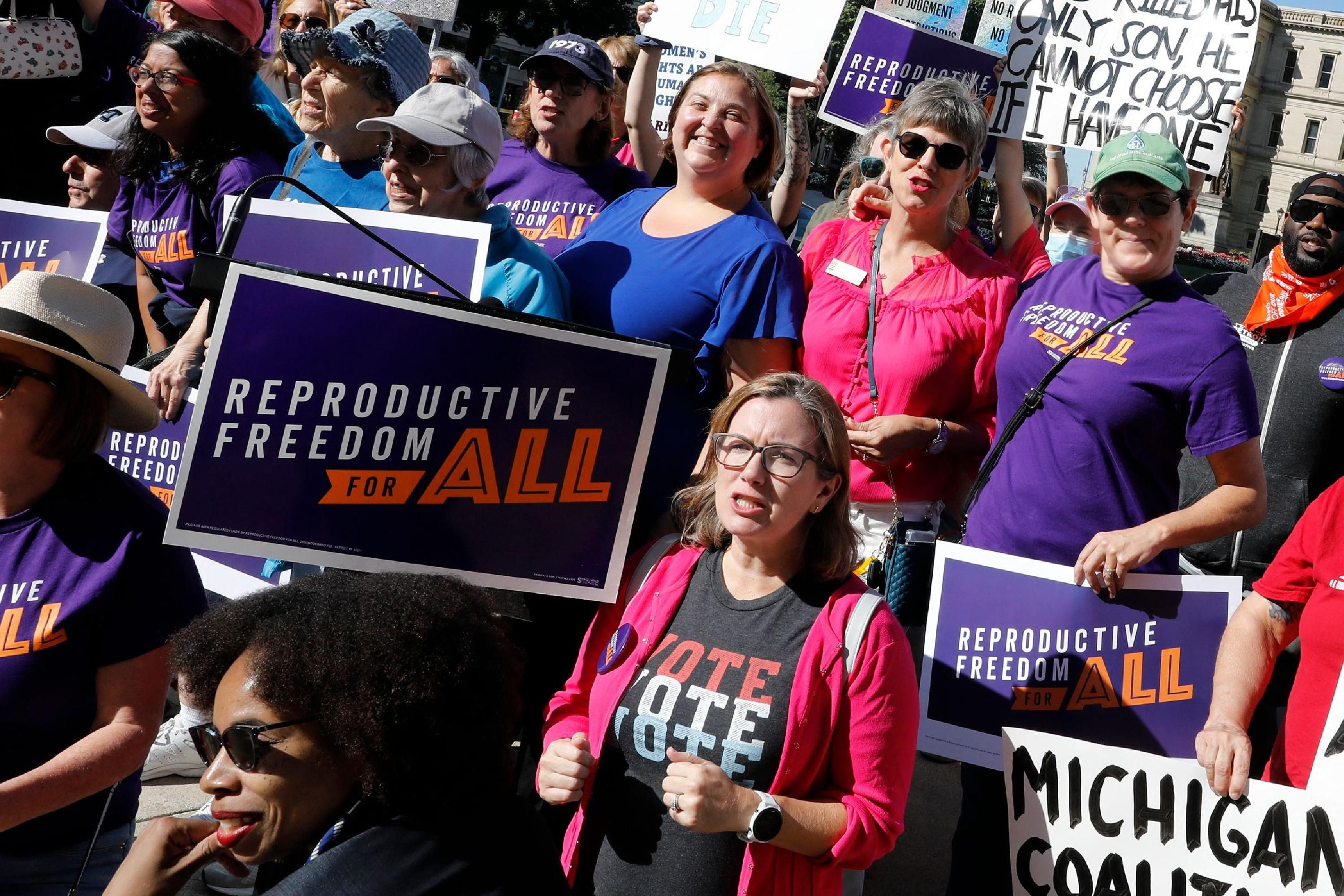 Abortion rights supporters rally in Michigan