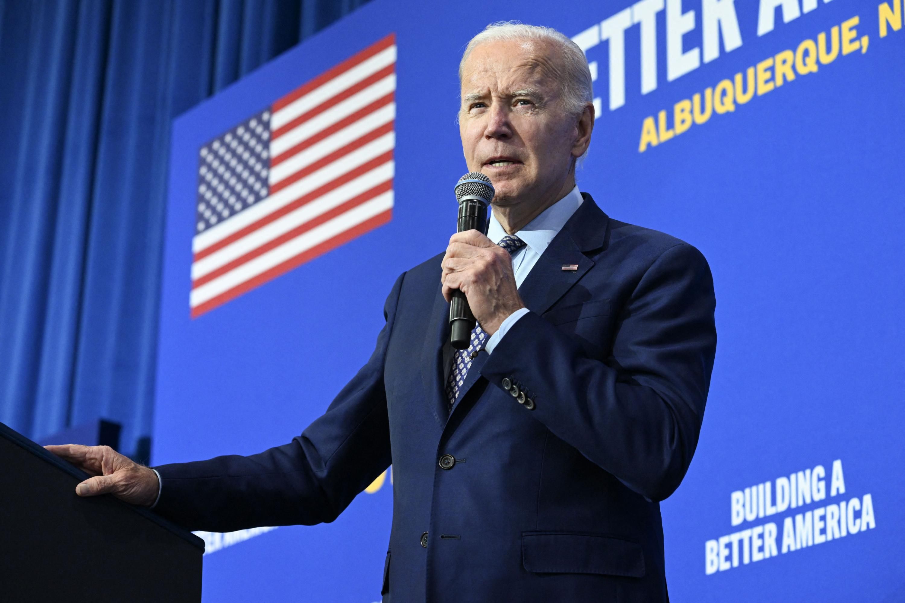 President Joe Biden speaks at a rally