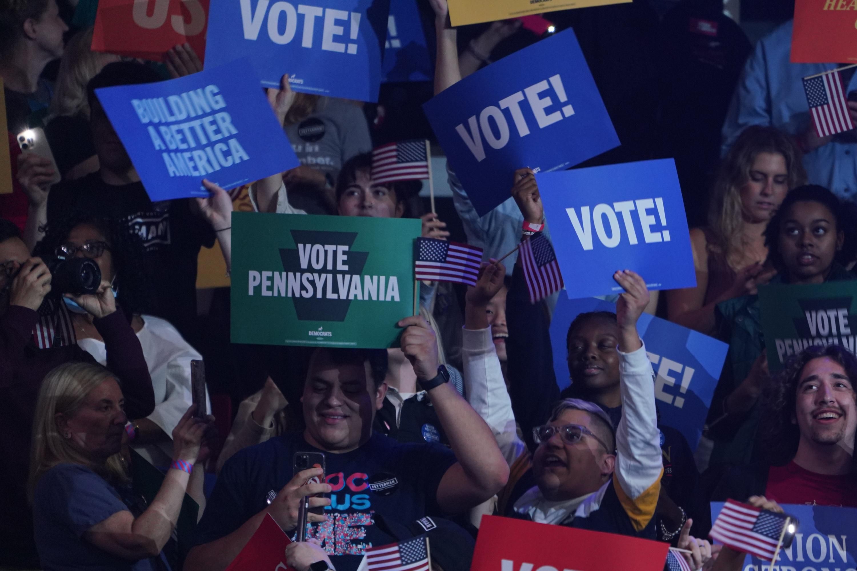 A crowd is pictured during a rally in Pennsylvania