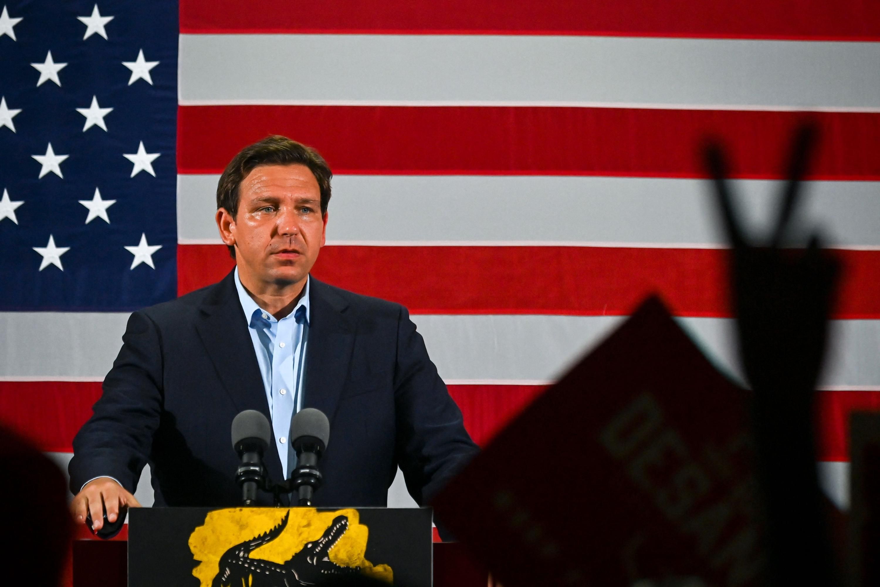 Florida Gov. Ron DeSantis speaks at a rally