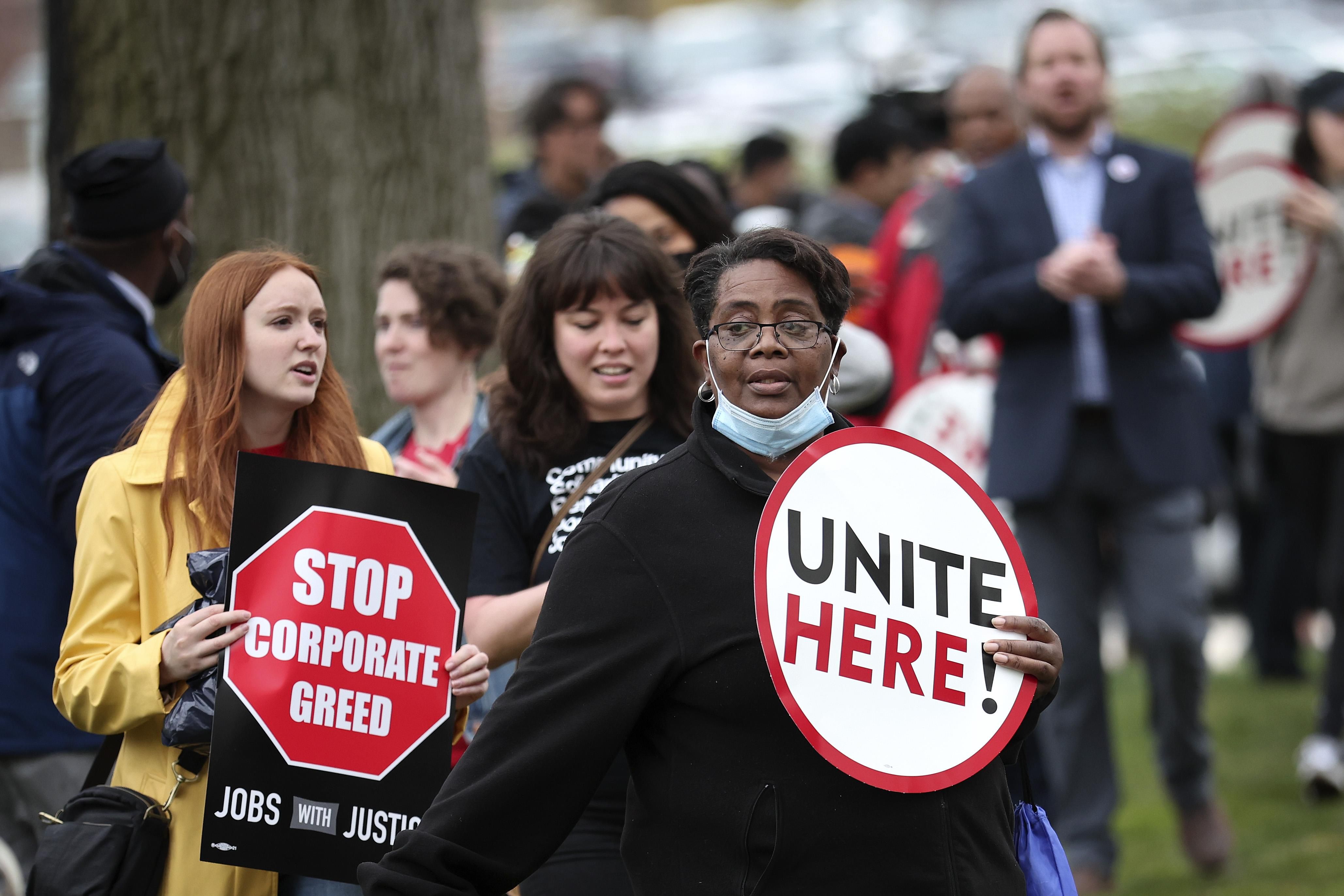 Workers demonstrating against 