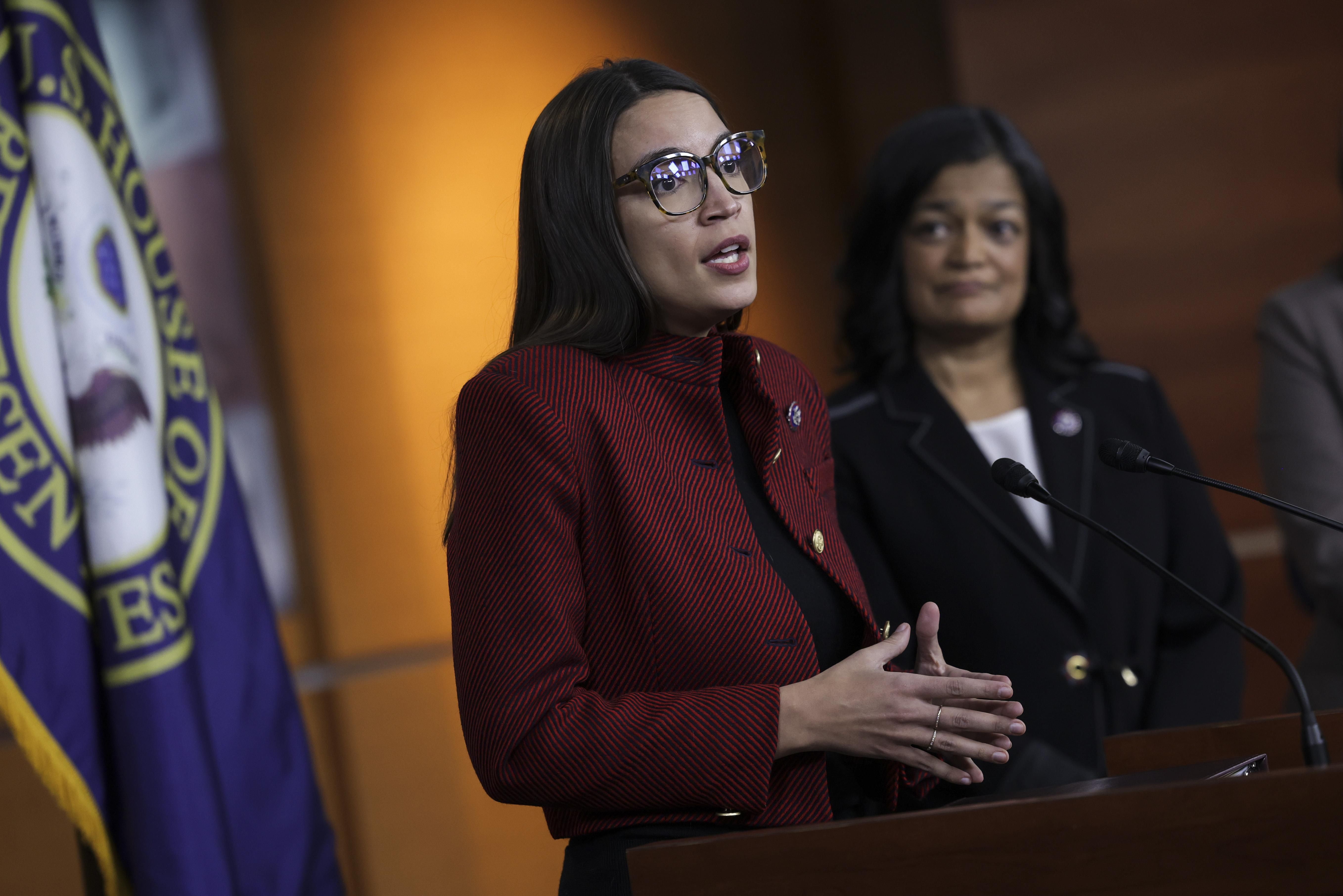 Congresswomen Alexandria Ocasio-Cortez and Pramila Jayapal