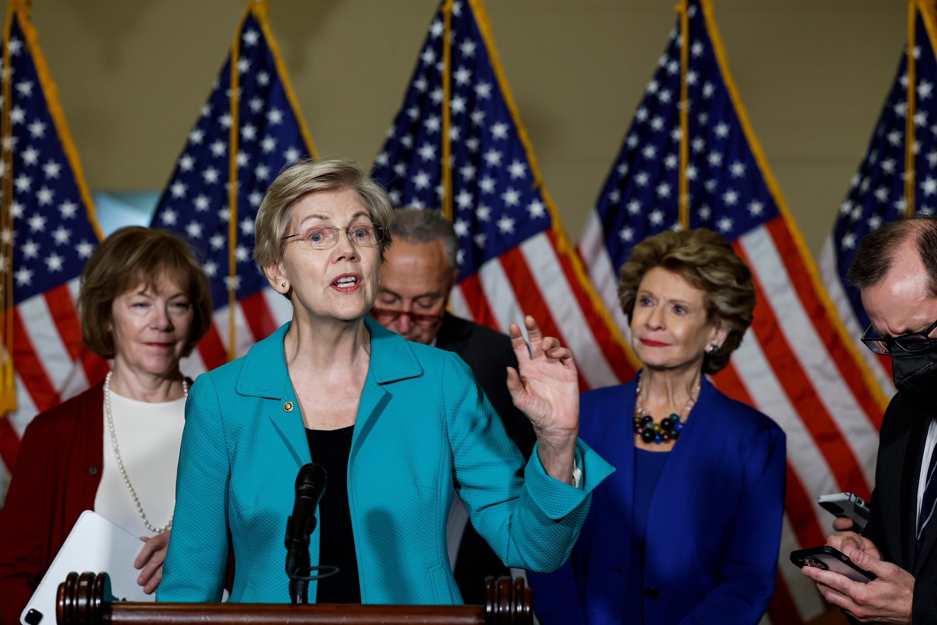 Sen. Elizabeth Warren speaks at a news conference
