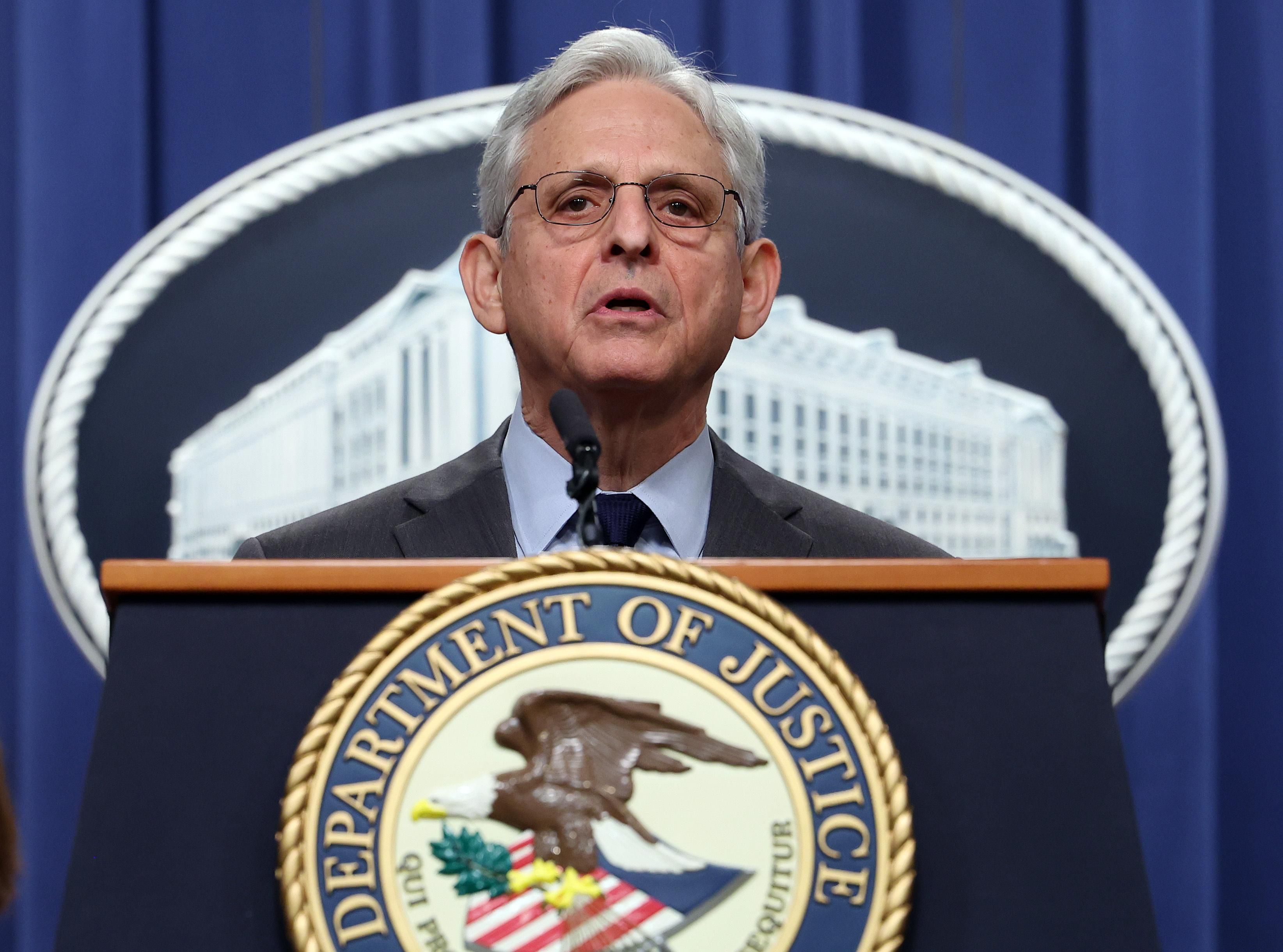 U.S. Attorney General Merrick Garland speaks at a press conference