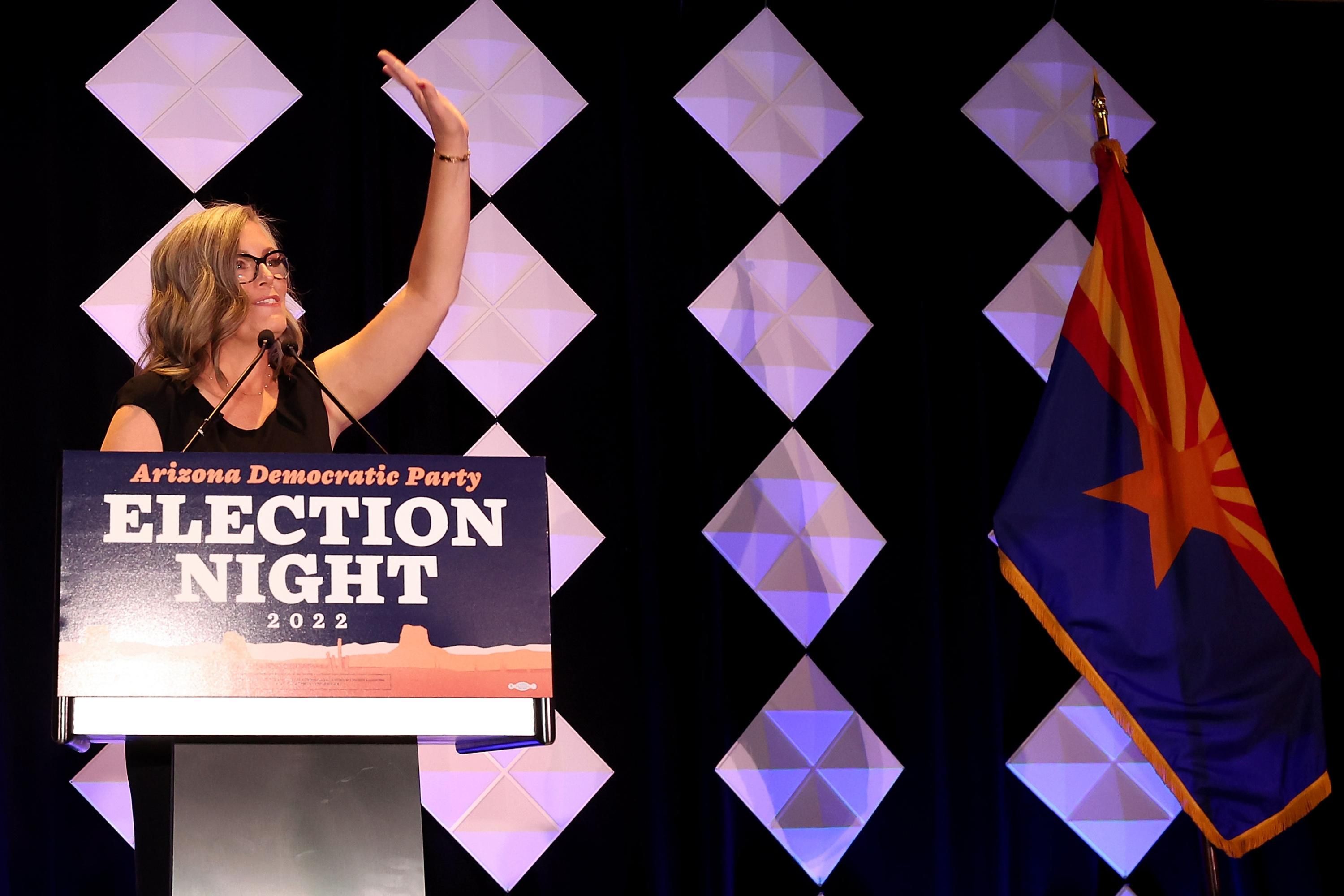 Democratic Governor-elect Katie Hobbs speaks at an event