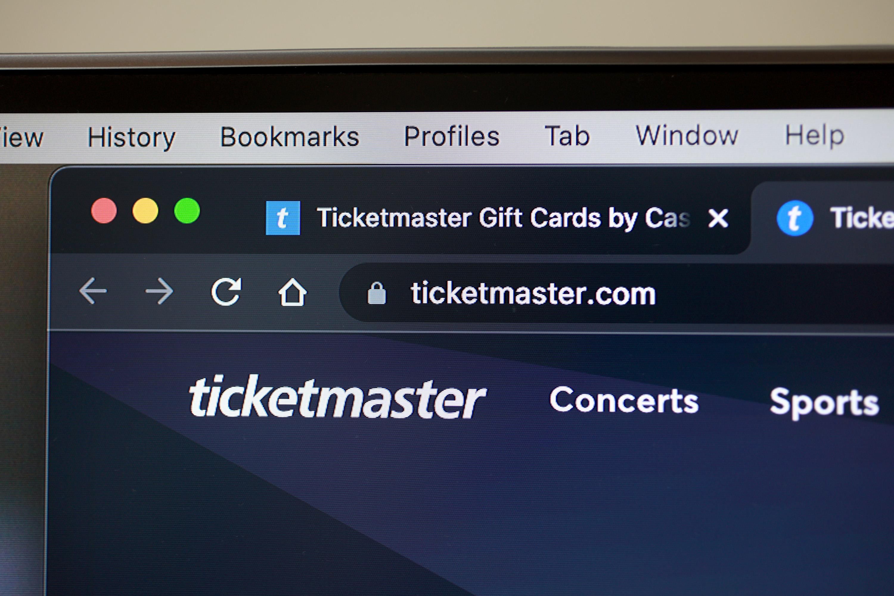 Ticketmaster's website is shown on a computer screen on November 18, 2022 in Miami.
