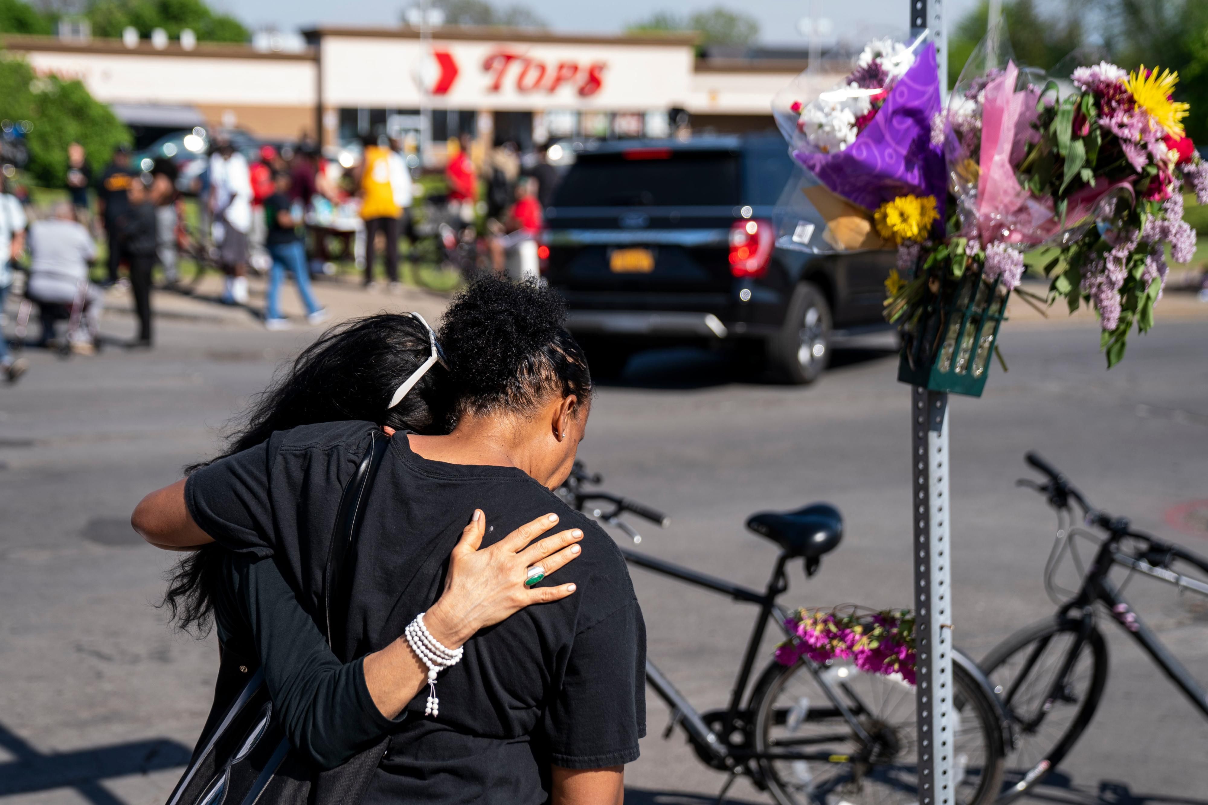 Mourners at Tops grocery store in Buffalo