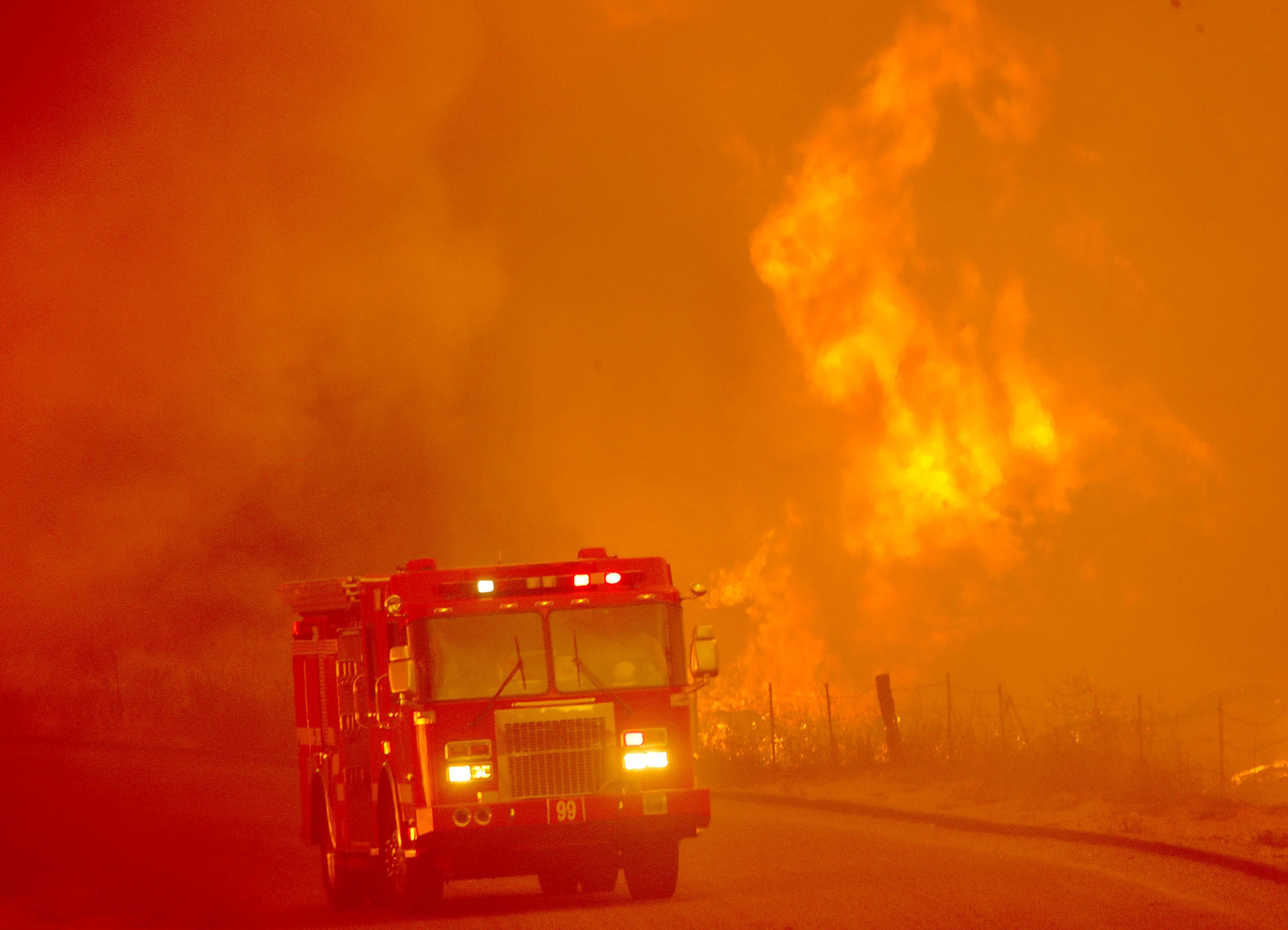 Firetruck in wildfire
