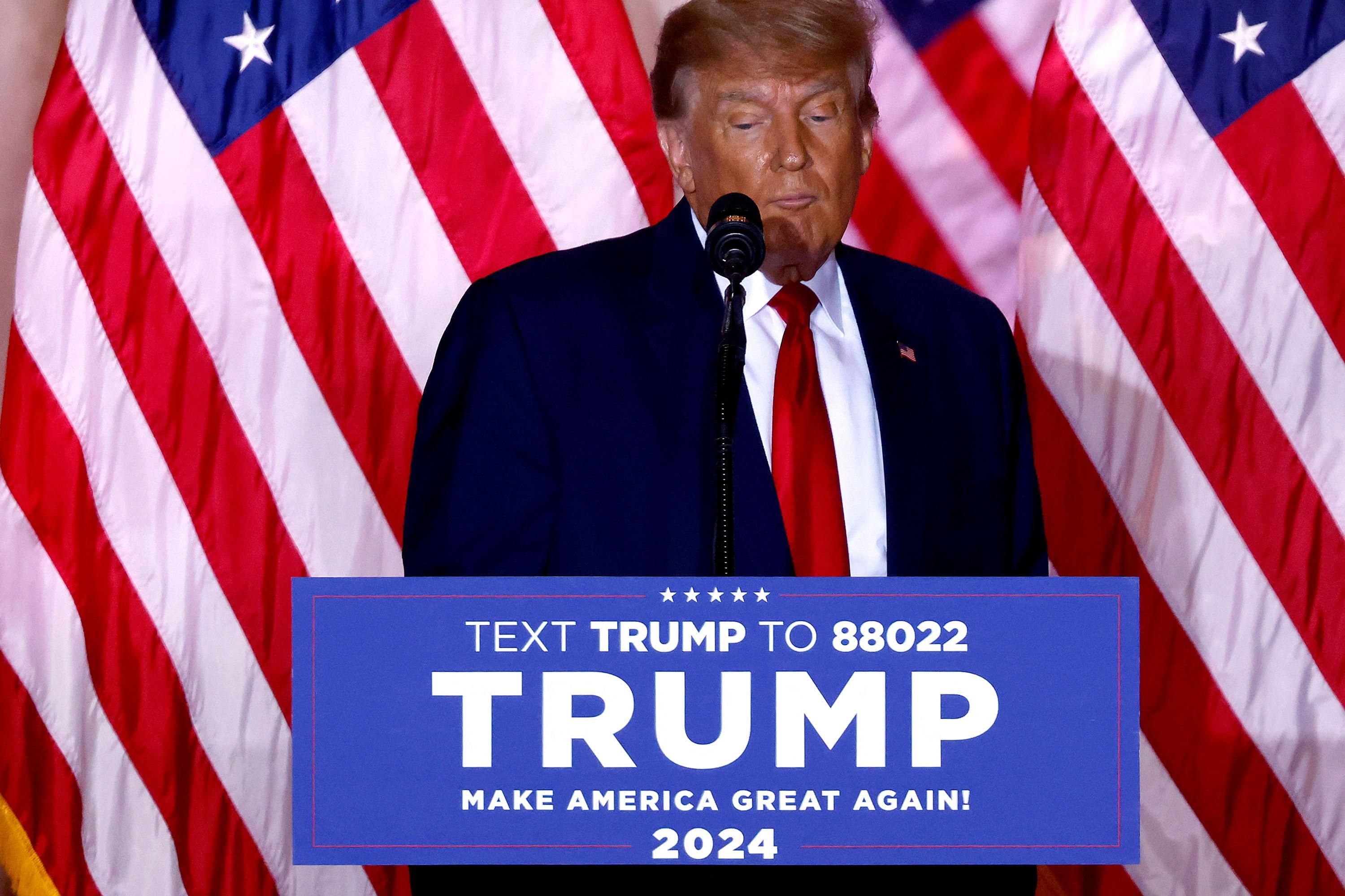 Former President Donald Trump speaks in Florida