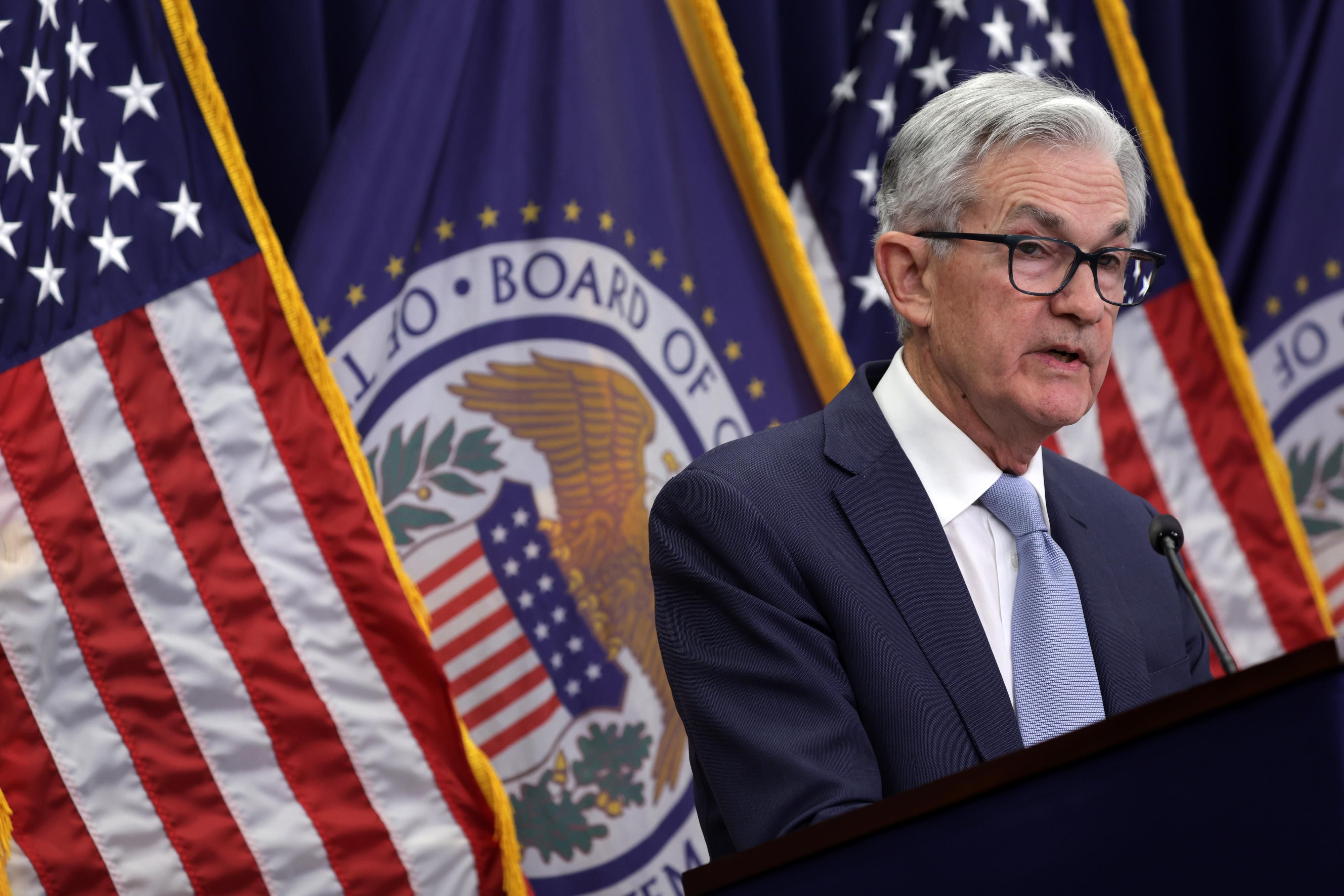 Fed Chair Jerome Powell speaks at a press conference