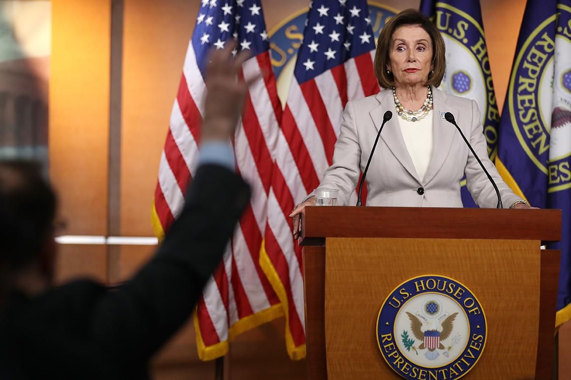 Speaker of the House Nancy Pelosi speaking to reporters during a weekly press briefing. (Photo: Chip Somodevilla/Getty Images)