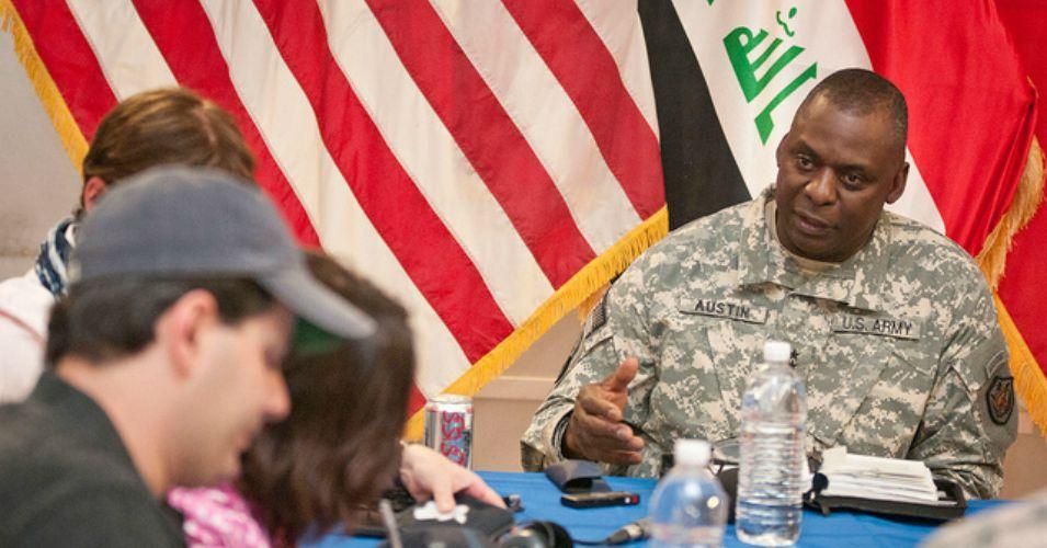 Gen. Lloyd J. Austin III answers questions from the media at a meeting in Mosul, December 23, 2009. (Photo: Army Staff Sgt. Caleb Barrieau / United States Forces Iraq)