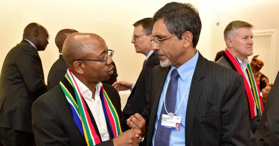 South African business leader Bonang Mohale, left, wrote an open letter urging World Economic Forum attendees who oppose President Donald Trump's reported comments about African countries, to walk out of his speech there on Friday.