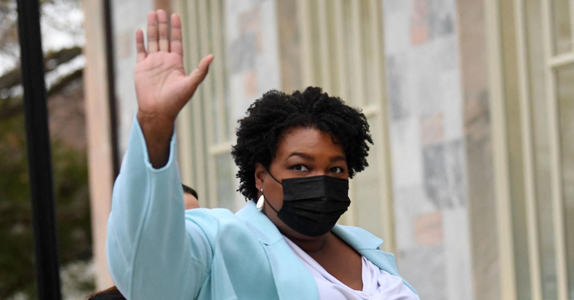 Voting rights activist Stacey Abrams arrives to meet with U.S. President Joe Biden at Emory University in Atlanta, Georgia on March 19, 2021. (Photo: Eric Baradat/AFP via Getty Images)