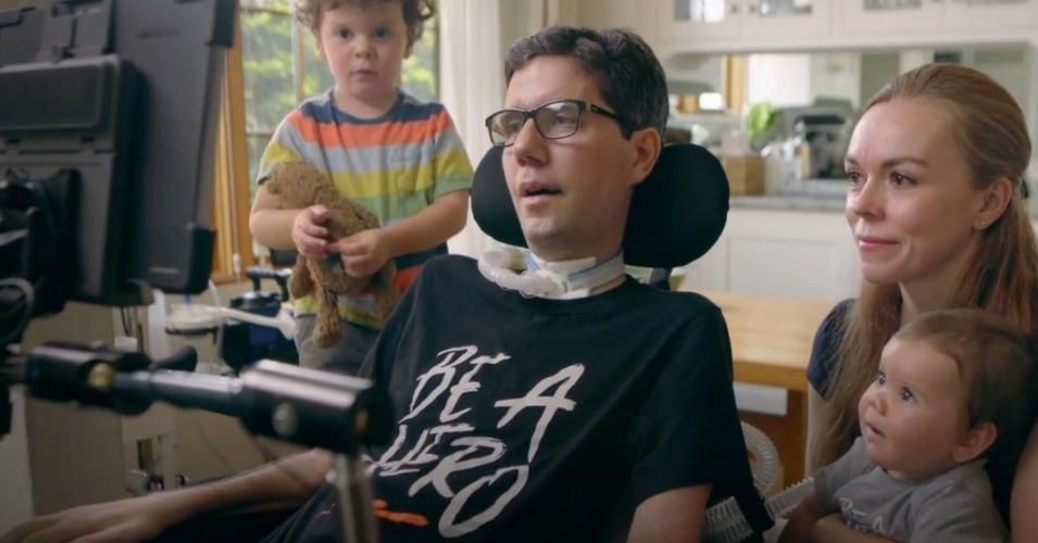 Medicare for All advocate Ady Barkan along with his wife, Rachael, and his two young children Carl and Willow, as they speak via conference with presumptive Democratic Party presidential nominee Joe Biden and his wife, Dr. Jill Biden. (Photo: Screengrab/BeAHeroFund/NotThisNews)