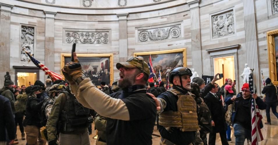 Supporters of President Donald Trump enter the U.S. Capitol's Rotunda on January 6, 2021, in Washington, D.C. Demonstrators breached security and entered the Capitol as Congress debated certification of the a 2020 presidential election results. (Photo: Saul Loeb/AFP via Getty Images)