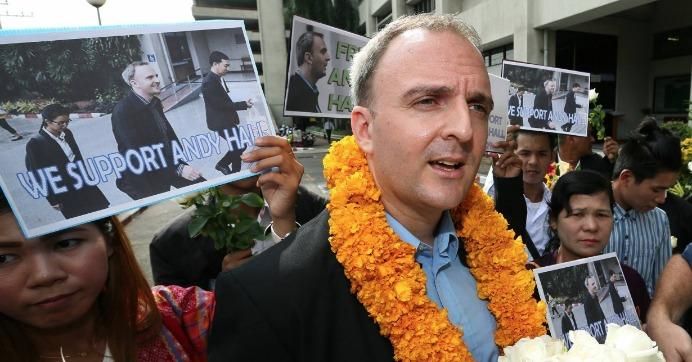 "Andy Hall has spent years working to protect the rights of marginalized workers in Thailand. He should be commended for his efforts, not fined and sentenced," said Malaysian Parliament member and Asian Parliamentarians for Human Rights chairperson Charles Santiago. (Photo via UN Human Rights- Asia/Facebook)