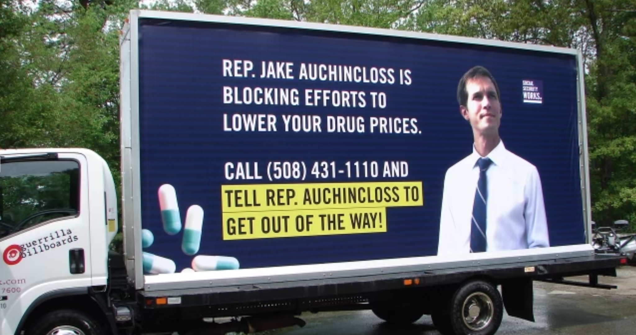 "After all we've been through in this pandemic, it's unconscionable that Rep. Auchincloss (D-Mass.) would rather do the bidding of Big Pharma corporate donors than lower prescription drug prices for working families," said Alexandra Rojas, executive director of Justice Democrats, on May 25, 2021. (Photo: Social Security Works)