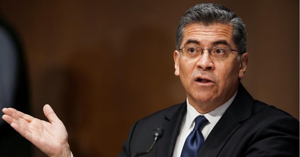 Xavier Becerra, President Joe Biden's nominee to lead the Department of Health and Human Services, answers questions during his confirmation hearing before the Senate Finance Committee on February 24, 2021 in Washington, D.C. 