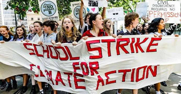 Students in Melbourne take part in a school strike for climate on November 30, 2018.
