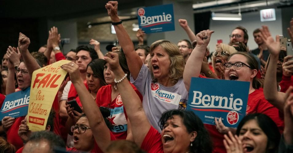 Supporters cheer for Democratic presidential candidate Sen. Bernie Sanders (I-VT) speak at a rally in support of the Chicago Teachers Union ahead of an upcoming potential strike on September 24, 2019 in Chicago. (Photo: Scott Heins/Getty Images)