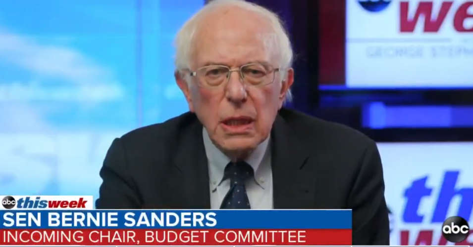 "The question is not bipartisanship," Sen. Bernie Sanders (I-Vt.) said on Sunday, January 31, 2021. "The question is addressing the unprecedented crises that we face right now." (Photo: Screengrab from ABC)