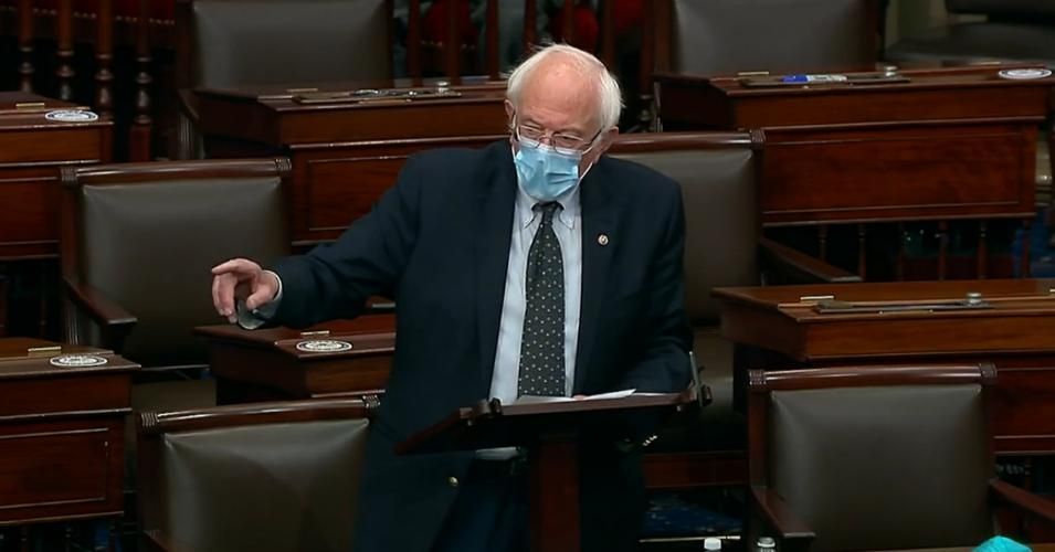 Sen. Bernie Sanders (I-Vt.) speaks on the Senate floor on Thursday, December 11, 2020.