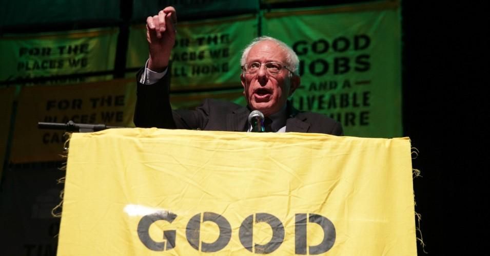 Sen. Bernie Sanders (I-Vt.) speaks during a rally at Howard University May 13, 2019 in Washington, D.C.