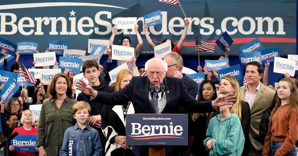 Democratic presidential candidate Sen. Bernie Sanders (I-VT) speaks during his victory rally on February 11, 2020 in Manchester, New Hampshire. New Hampshire voters cast their ballots today in the first-in-the-nation presidential primary. (Photo: Drew Angerer/Getty Images)