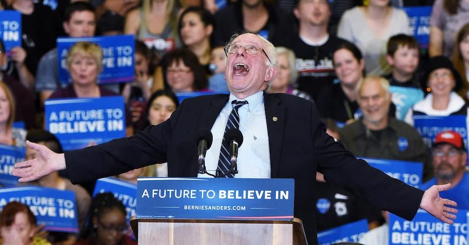 Sen. Bernie Sanders at a campaign rally, February 2016.