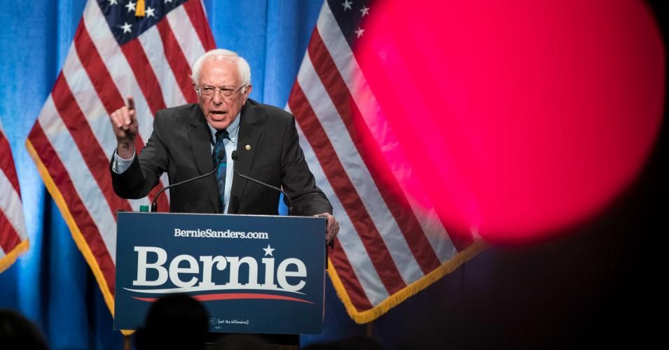 Democratic presidential candidate Sen. Bernie Sanders (I-VT) delivers a speech about democratic socialism at George Washington University on Wednesday, June 12, 2019 in Washington, DC. (Photo by Sarah Silbiger/Getty Images)