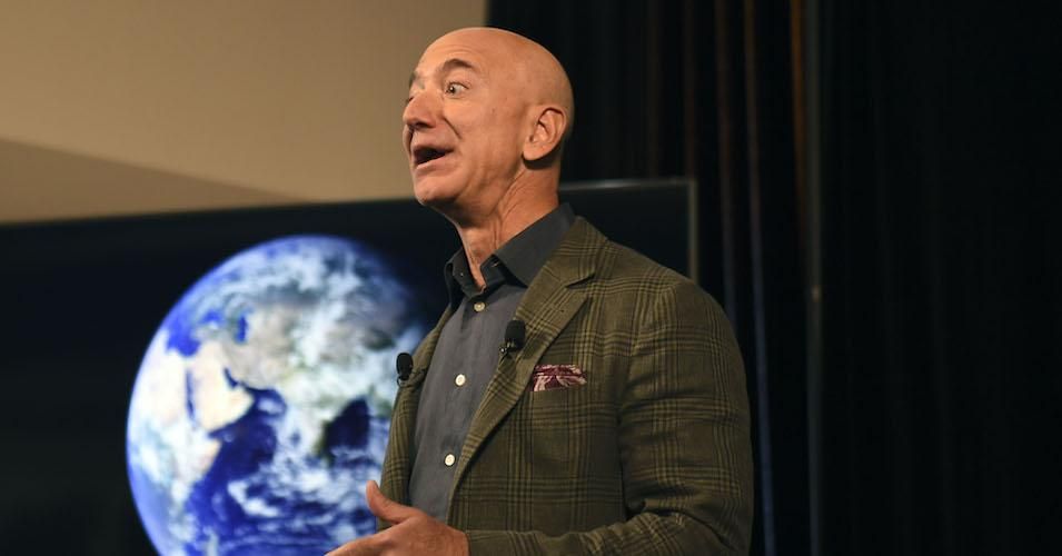 Amazon Founder and CEO Jeff Bezos speaks to the media on the company's sustainability efforts on September 19, 2019 in Washington, D.C.