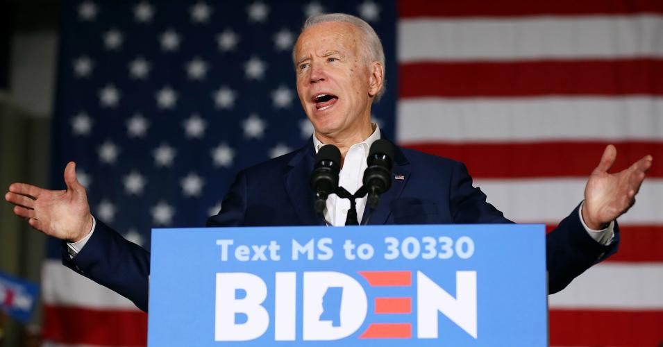 Democratic presidential candidate Joe Biden, the former vice president, arrives for a rally at Tougaloo College in Tougaloo, Mississippi on March 8, 2020. (Photo: Mandel Ngan/AFP via Getty Images)