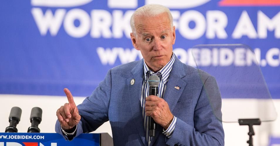 Former Vice President and Democratic presidential candidate Joe Biden holds a campaign event at the IBEW Local 490 on June 4, 2019 in Concord, New Hampshire.