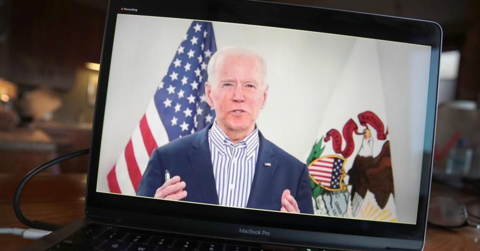  Vice President Joe Biden holds a virtual campaign event on March 13, 2020 in Chicago, Illinois. The scheduled in-person Illinois campaign event was changed to a virtual event because of fears of COVID-19. (Photo: Scott Olson/Getty Images)