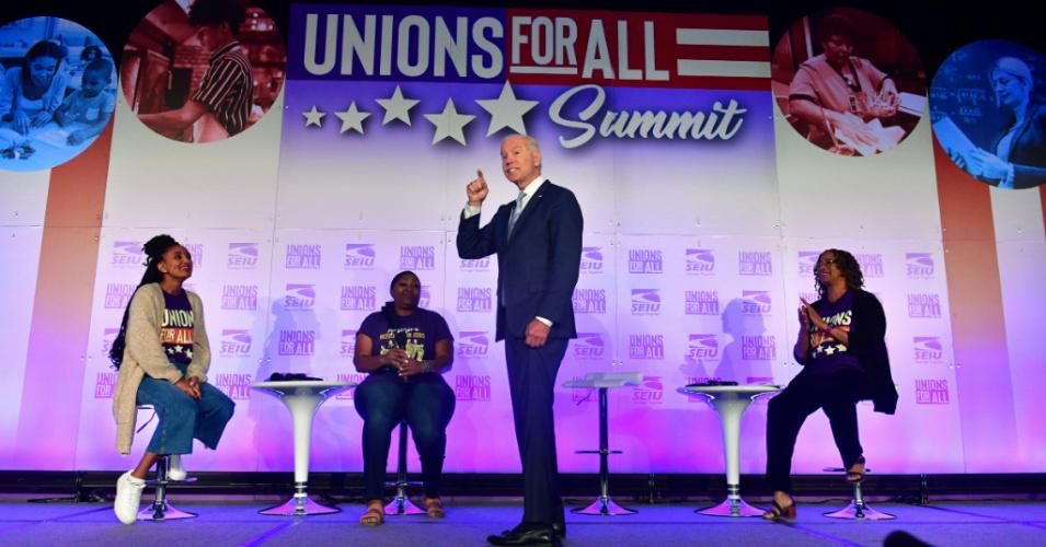 Then-presidential candidate Joe Biden speaks during the SEIU Unions for All Summit in Los Angeles, California on October 4, 2019. (Photo: Frederic J. Brown/AFP via Getty Images)