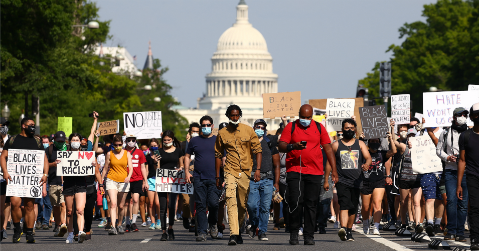 Protesters in a Black Lives Matter march in Washington, D.C. on June 3, 2020. (Photo: Tasos Katopidis/Getty Images)