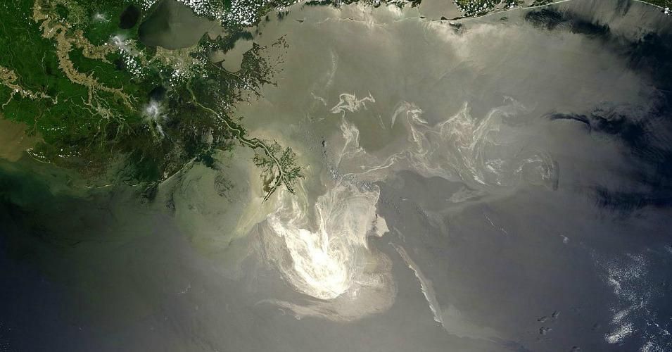 The oil slick from BP's 2010 Deepwater Horizen oil spill, as seen from space by NASA's Terra satellite on 24 May 2010. BP is one of several large corporations whose fines for damages have been subsidized by U.S. taxpayers. (Photo: NASA/Public Domain)