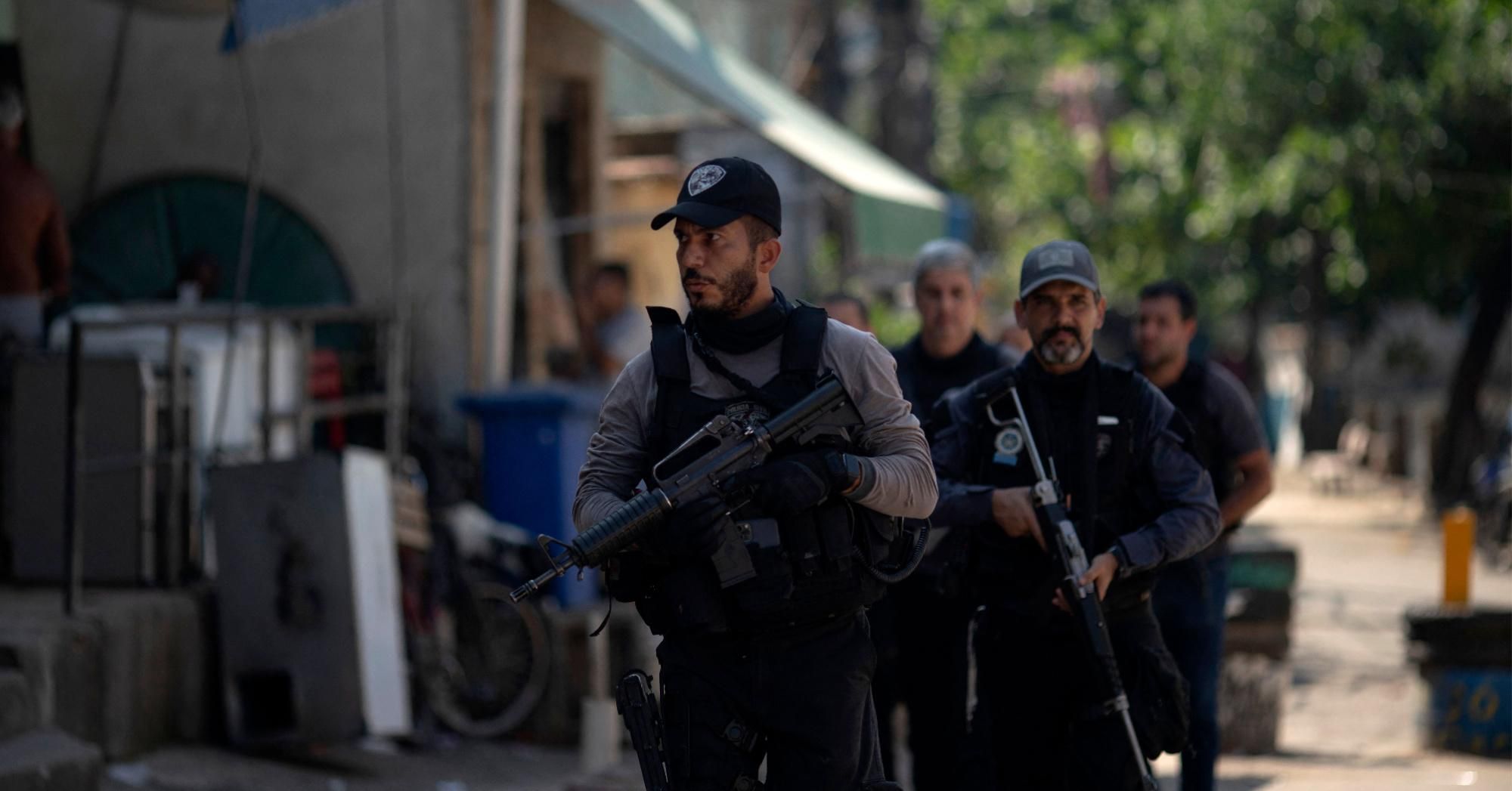 Police officers carry out a deadly raid at the Jacarezinho favela in Rio de Janeiro, Brazil on May 6, 2021.