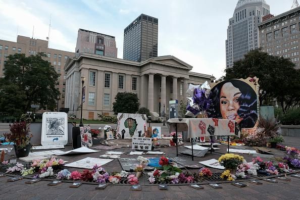A view of a memorial to Breonna Taylor in Jefferson Square Park in downtown Louisville, Kentucky prior to the September 23, 2020 announcement of the results of a grand jury inquiry into the police officers involved in the killing of Taylor (Photo: Jeff Dean/AFP)