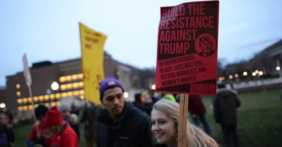 A protest sign at a march in Minneapolis, Minnesota, on November 29.