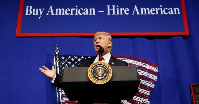 "Corporations that send call center jobs and other good jobs overseas shouldn't be rewarded with federal contracts," said the Communications Workers of America. "Despite the campaign promises of President Trump, that's exactly what’s happening." (Photo: Reuters/ Kevin Lamarque)