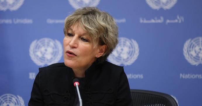 U.N. special rapporteur on extrajudicial, summary or arbitrary executions Agnes Callamard holds a press conference at the United Nations Headquarters in New York on October 25, 2019. 