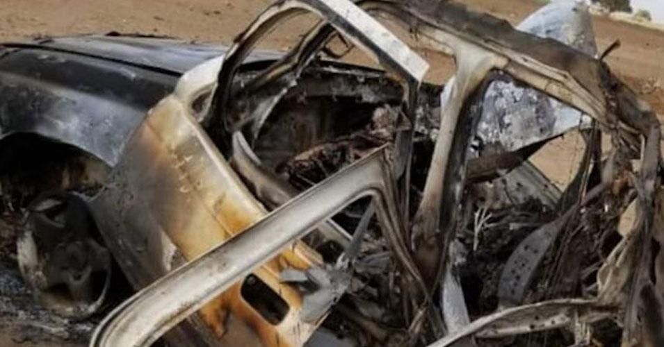 Wreckage from a U.S. airstrike that killed three farmers in Somalia.